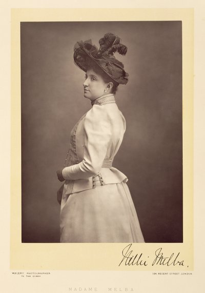 Dame Nellie Melba, operatic soprano, portrait photograph by Stanislaus Walery